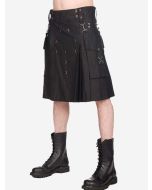 Schwarzer Gothic Utility Kilt für Herren - Schottisher Kilt