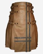 Der braune Gladiator-Leder-Utility-Kilt - Schottisher Kilt