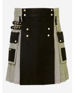 Custom Made Gray Utility Kilt With Black Apron  -  
