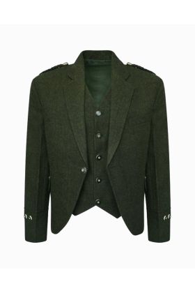 Olivgrüne Tweed Kiltjacke Mit 5 Knopf Weste - Schottisher Kilt