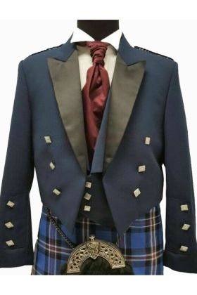 Prince Charlie Jacke Blau mit Weste - Schottisher Kilt