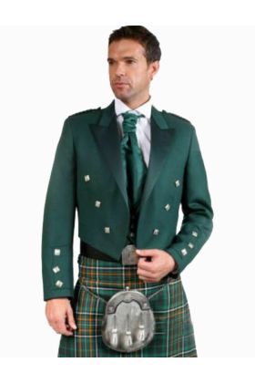 Grüne Irish Prince Charlie Kilt Jacke mit Weste Weste - Schottisher Kilt