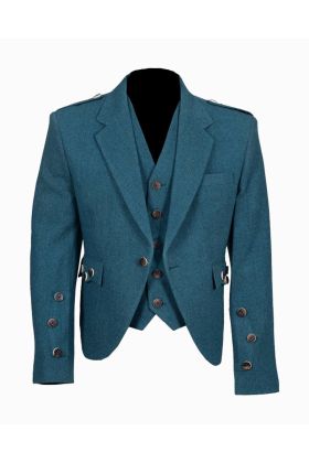 Lovat Blue Tweed Argyle Highland Kilt Jacke Mit Weste - Schottisher Kilt