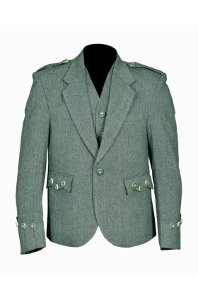 Lovat Grüne Tweed Argyle Kilt Jacke mit 5 Knopf Weste - Schottisher Kilt