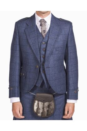 Luxuriöse Argyle Tweed Kilt Jacke & 5 Knopf Weste - Schottisher Kilt
