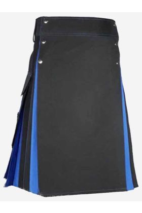 Luxuriöser Hybrid Kilt in Schwarz Und Blau Für Herren - Schottisher Kilt