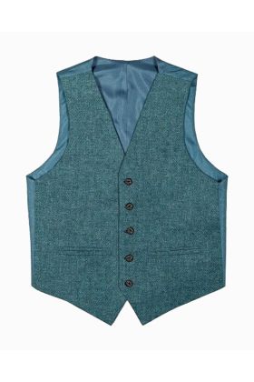 Blaue Tweed Argyll Weste Mit 5 Knöpfen - Schottisher Kilt