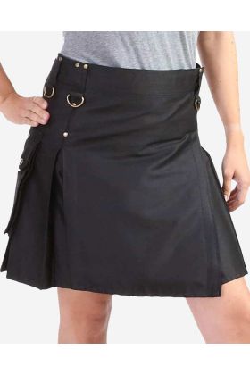 Der ultimative stilvolle schwarze Utility-Kilt für moderne Frauen - Schottisher Kilt
