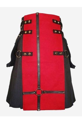 Roter Und Schwarzer Hybrid Kilt im Gothic Stil - Schottisher Kilt