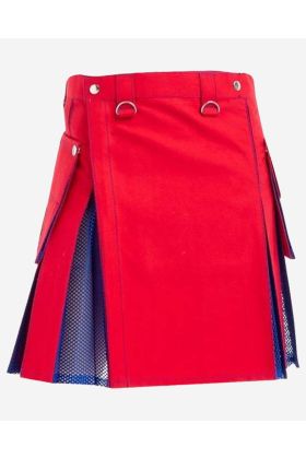 Damen Hybrid Kilt Aus Rotem Netz - Schottischer Kilt

