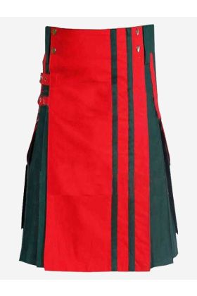 Voguish Red _ Green Hybrid Kilt Für Herren - Schottisher Kilt