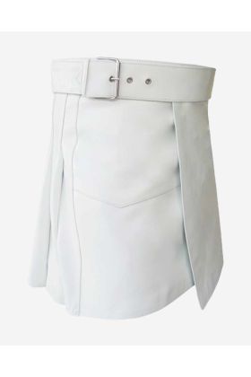 Moderner Mini Kilt Aus weißem Leder Für Damen - Schottisher Kilt 