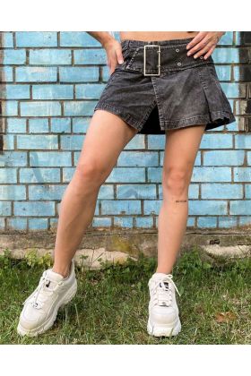 Stilvoller Schwarzer Jeans Mini Kilt Für Damen - Scot Kilt Store