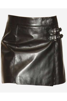 Luxuriöser Kiltrock Aus Schwarzem Leder Für Damen - Schottisher Kilt
