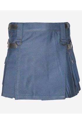 Marineblauer Mini-Kilt mit praktischen Taschen für Damen - Schottisher Kilt