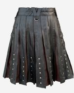 Schwarzer und brauner Lederkilt für stilvolle Männer - Schottisher Kilt