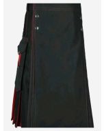 Schwarz Roter Hybrid Kilt für Herren - Schottisher Kilt