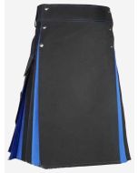 Luxuriöser Hybrid Kilt in Schwarz Und Blau Für Herren - Schottisher Kilt