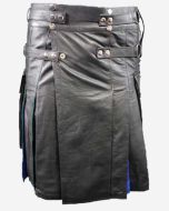 Modischer Kilt aus schwarzem und blauem Leder - Schottisher Kilt