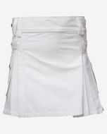 Weißer Utility-Kilt aus Baumwolle für die moderne Frau - Schottisher Kilt