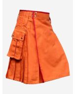Orangefarbener Premium Utility Kilt für Herren- Schottisher Kilt