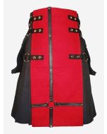 Roter Und Schwarzer Hybrid Kilt im Gothic Stil - Schottisher Kilt